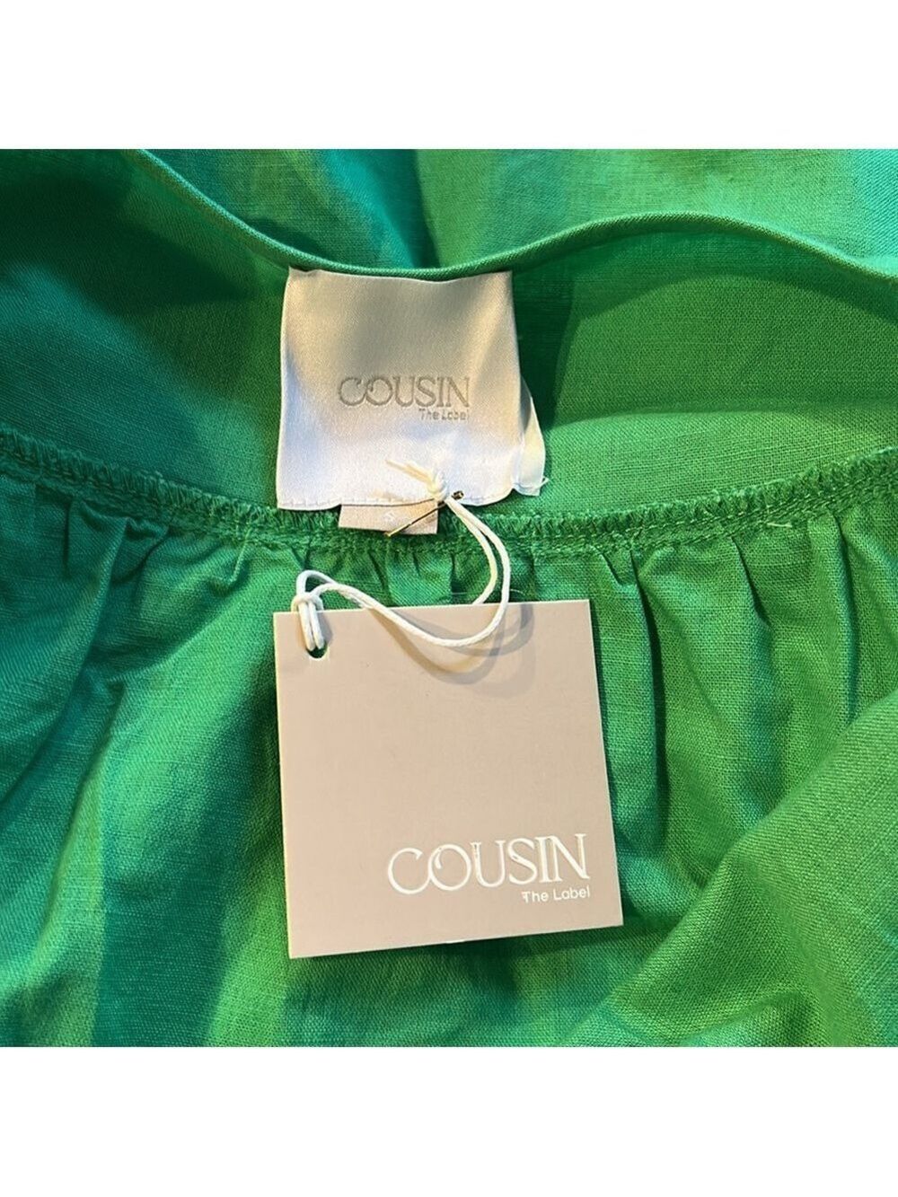 Cousin The Label Belize Dress in Kelly Green Tired Tie Strap Sundress Small NWT - Picture 7 of 9